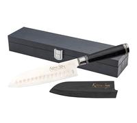 Katana Saya Pakkawood 18cm Santoku Knife, Japanese 67-Layer VG-10 Damascus Stainless Steel, Black Pakkawood Handle, Japanese Style Kitchen Knife