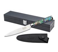 Katana Saya Pearl 12cm Utility Knife, Japanese 67-Layer VG-10 Damascus Stainless Steel, Acrylic Handle with Abalone Pattern, Kitchen Knife