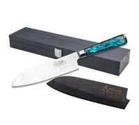 Katana Saya Pearl 18cm Santoku Knife, Japanese 67-Layer VG-10 Damascus Stainless Steel, Acrylic Handle with Abalone Pattern, Kitchen Knife