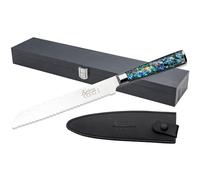 Katana Saya Pearl 20cm Bread Knife, Japanese 67-Layer VG-10 Damascus Stainless Steel, Acrylic Handle with Abalone Pattern, Kitchen Knife