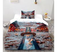 Katana Temple Bedding Set 2 Pieces 3D Digital Printing Gothic Themes Duvet Cover Set Chic Breathable Quilt Cover Girl Woman with Pillowcase Single（135x200cm）