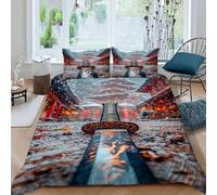 Katana Temple Bedding Set Theme Bedspread Gothic Themes Duvet Cover Set Chic Breathable Quilt Cover Universal for All Seasons Pillowcase King（220x240cm）
