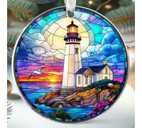 KatAndNat Lighthouse Ornament - Lighthouse Christmas Ornaments, Ocean Coastal Nautical Beacon Ornaments for Christmas Tree - Lighthouses Gifts for Women, Lovers - Acrylic Ornament 2025