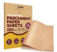 Katbite 200 PCS Baking Paper Parchment Paper Sheets 30x40 cm Unbleached | Heavy duty unbleached baking paper sheets. Non stick extra strong. Ideal for air fryer, grilling & steaming