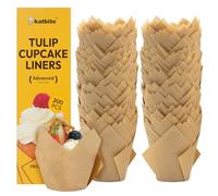 Katbite Tulip Cupcake Liners 200PCS, Muffin Baking Cups ProSmooth Brown