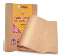 Katbite Unbleached Parchment Paper 200 PCS, 12X16（30X40cm） Baking Paper, Heavy Duty and Non-Stick Extra Strong Parchment Paper Sheets for Baking for Air Fryer, Grilling, Steaming