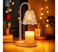 KATBUU Candle Warmer Lamp, Iridescent Glass Shade Electric Candle Lamp with Timer & Dimmer, Flameless Scented Jar Candle Warmer, Gift for Women Mum Birthday New Home Housewarming