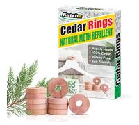 Katcha Cedar Rings - 100% Natural Cedar Moth Repeller for Wardrobes, Closets, Drawers, Cupboards, Eco-Friendly Moth Repel (30 x Rings)