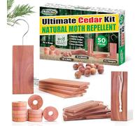 Katcha Ultimate Cedar Kit - 50 Piece Multi Moth Repeller Kit- 100% Natural for Wardrobes, Closets, Drawers, Cupboards, Eco-Friendly Moth Repeller