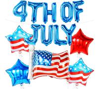 KatchOn, 14pc 4th of July Balloons - Red, Blue, White | Patriotic Party Balloons - USA Flag & Star Foil Balloons - 4th of July Decorations for Home, Office & Parties
