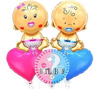 KatchOn 5pc Gender Reveal Baby Balloons Set - 27 Inch, Blue & Pink, Boy & Girl, Foil, Helium Supported, Baby Shower Decorations