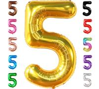 KatchOn, Big Gold 5 Balloon Number - 40 Inch | Gold Number 5 Balloon, 5th Birthday Balloon | Five Balloon, Golden 5 Balloon | 5 Birthday Balloon for Five Year Old Birthday Decor | 5 Year Old Balloon