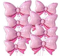 KatchOn Big Pink Bow Balloons - 35 Inch, 8 Pieces | Party Decorations for Gender Reveal | Foil Balloons for Mouse Birthday Party Supplies