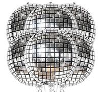 KatchOn, Big Silver Disco Ball Balloons - Pack of 6, Disco Party Decorations | 4D Sphere Silver Balloons for Bachelorette Party Decor