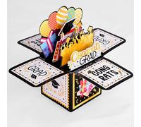 KatchOn, Black and Gold Congrat Balloon Box - Big, 8.2x7.9 Inch, Congrats Grad Gift Card | Pop Up Graduation Cards 2025, Graduation Gifts for Her | Graduation Party Decorations 2025