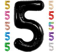 KatchOn Black Number 5 Balloon - Giant 40 Inch, 5th Birthday Decorations for Boys & Girls