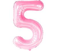 KatchOn, Giant Pink Number 5 Balloon - 40 Inch, 5th Birthday Decorations Girl | Light Pink 5 Birthday Party | 5 Balloon Number | 5 Year Old Balloon for Five is a Vibe Birthday Party Decorations