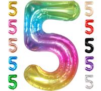 KatchOn Giant Rainbow 5 Balloon Number - 40 Inch | Colorful Gradient Number 5 Balloon, 5th Birthday Decorations
