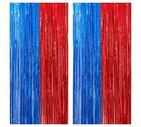 KatchOn, Red and Blue Streamers, Pack of 2 - Xtralarge, 3.2x8 Feet | Fringe Curtain, Red and Blue Party Decorations | Circus Theme Party Decorations | Carnival Theme Party Decorations