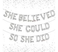KatchOn, Silver She Believed She Could So She Did Balloons - 16 Inch | Congrats Balloons for Congratulations Decorations | Graduation Balloons Class of 2025, Graduation Decorations 2025