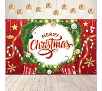 KatchOn, XtraLarge, Merry Christmas Banner - 72x44 Inch | Red Merry Christmas Backdrop for Party Decorations | Decorations for Kids Party
