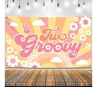 KatchOn XtraLarge Two Groovy Backdrop - 72x44 Inch | Banner for Party and Birthday Decorations | Groovy Birthday Banner for Girl Decorations
