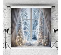 Kate 10x10ft Christmas Window Backdrop Xmas Wonderland Pine Tree Candles Decoration Photography Background Merry Christmas Studio Props