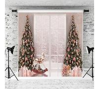 Kate 10x10ft Pink Christmas Photography Backdrop Xmas Tree Gift Teddy Bear Background Winter Snow Scene White Window Backdrops Holiday Family Party Photo Studio Props