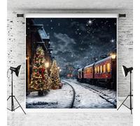 Kate 10x10ft Winter Christmas Train Backdrop Xmas Tree Photography Background Snowflake Landscape Pine Backdrops Christmas Eve Photo Studio Props