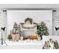 Kate 2.2x1.5m/7x5ft Christmas Xmas Backdrops Christmas White Fireplace Background Christmas Tree backgrounds Microfiber for Christmas Party Celebration Photo Props
