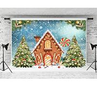 Kate 3x2m/10x6.5ft Christmas Photo Backdrop Christmas Gingerbread House Backdrops Xmas Tree Snowflake Background Microfiber for Christmas Photography Gift Party Props
