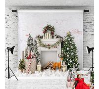 Kate 3x3m/10x10ft Christmas Xmas Backdrops Christmas White Fireplace Background Christmas Tree backgrounds Microfiber for Christmas Party Celebration Photo Props