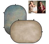 Kate 5x6.5ft/1.5x2m Double-Sided Blue-green/Pale apricot Collapsible Backdrop Pop Up Photography Backdrop Foldable Collapsible Photo Background for Photography, YouTube Videos,and Live Streaming