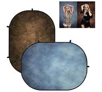 Kate 5x6.5ft/1.5x2m Double-Sided Brown/Blue Collapsible Backdrop Pop Up Photography Backdrop Foldable Collapsible Photo Background for Photography, YouTube Videos,and Live Streaming