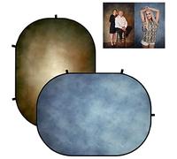 Kate 5x6.5ft/1.5x2m Double-Sided Brown/Blue Collapsible Backdrop Pop Up Photography Backdrop Foldable Collapsible Photo Background for Photography, YouTube Videos,and Live Streaming