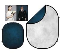 Kate 5x6.5ft/1.5x2m Double-Sided Navy blue/Light grey Collapsible Backdrop Pop Up Photography Backdrop Foldable Collapsible Photo Background for Photography, YouTube Videos,and Live Streaming