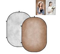 Kate 5x6.5ft/1.5x2m Double-Sided White/Pale apricot Collapsible Backdrop Pop Up Photography Backdrop Foldable Collapsible Photo Background for Photography, YouTube Videos,and Live Streaming