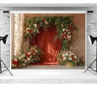Kate 7×5ft Indoor Backdrop Photography Red Fabric Flower Curtains Elegant Portraits Maternal Birthday Party Banner Backdrops Photography Studio Props Photo Video