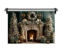 Kate 7x5ft/2.2x1.5m Christmas Fireplace Backdrop for Photography Green Wall Photoshoot Background Photo Video Studio Props