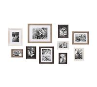 Kate and Laurel Bordeaux Gallery Wall Kit, Set of 10 with Assorted Size Frames in 3 Different Finishes - White Wash, Charcoal Gray, and Rustic Gray