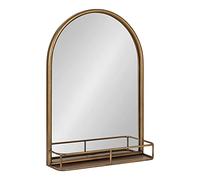 Kate and Laurel Estero Modern Arched Mirror with Shelf, 20 x 28, Gold, Transitional Arch Mirror for Wall