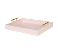 Kate and Laurel Lipton Decorative Tray with Polished Gold Metal Handles Soft Pink