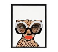 Kate and Laurel Sylvie Cheetah 4 Framed Canvas Wall Art by Kendra Dandy of Bouffants and Broken Hearts, 18x24 Black, Modern Animal Art Decor for Wall