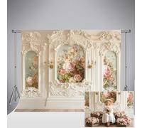 Kate Art Pink Flower Photography Backdrop 7x5ft/2.2x1.5m Retro Palace luxury Wall Background for Pregnant Photo Fabric Props