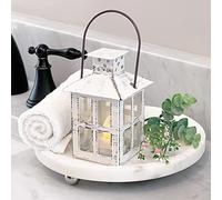 Kate Aspen 14110WT Vintage White Distressed Small Lantern Candle, Iron