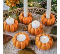 Kate Aspen 2-in-1 Pumpkin Candle Holder Set - Orange Fall Taper, Tealight & Votive Candle Holders - Pumpkin Table Centerpiece, Fall Candle Decor, Halloween Candlestick Holder (Set of 6)