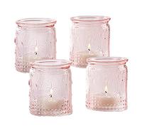 Kate Aspen 27090PK Vintage Pink Glass Tea Light Holder (Set of 4) Set