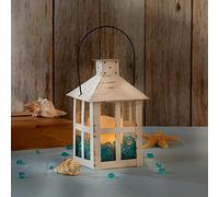 Kate Aspen 9 Inch White Vintage Distressed Rustic Candle Holder Decorative Lantern, Wedding Decoration, Farmhouse Decor, Table Centerpiece, Home Shelf Decor