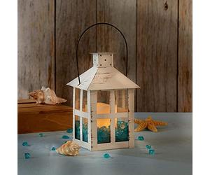Kate Aspen 9 Inch White Vintage Distressed Rustic Candle Holder Decorative Lantern, Wedding Decoration, Farmhouse Decor, Table Centerpiece, Home Shelf Decor