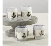 Kate Aspen Anchors Away Rope Tealight Votive Candle Holder, Beach Theme Wedding Decorations, Wedding Favors, Nautical Decor, Gift Package Set of 4 (20208NA)